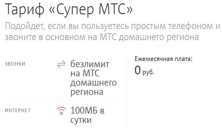 Мтс тарифные планы без интернета