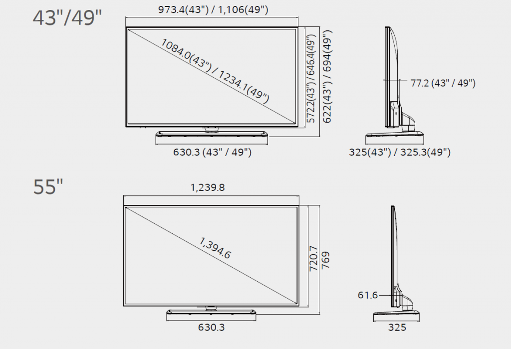 Размеры телевизоров и мониторов в сантиметрах и дюймах: сравнительная таблица и калькулятор