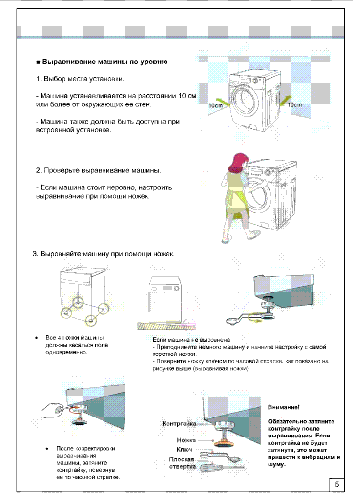 Как ровно установить стиральную машину и отрегулировать ножки Правильная работа стиральной машинки во многом зависит от того, как ее устанавили Важно